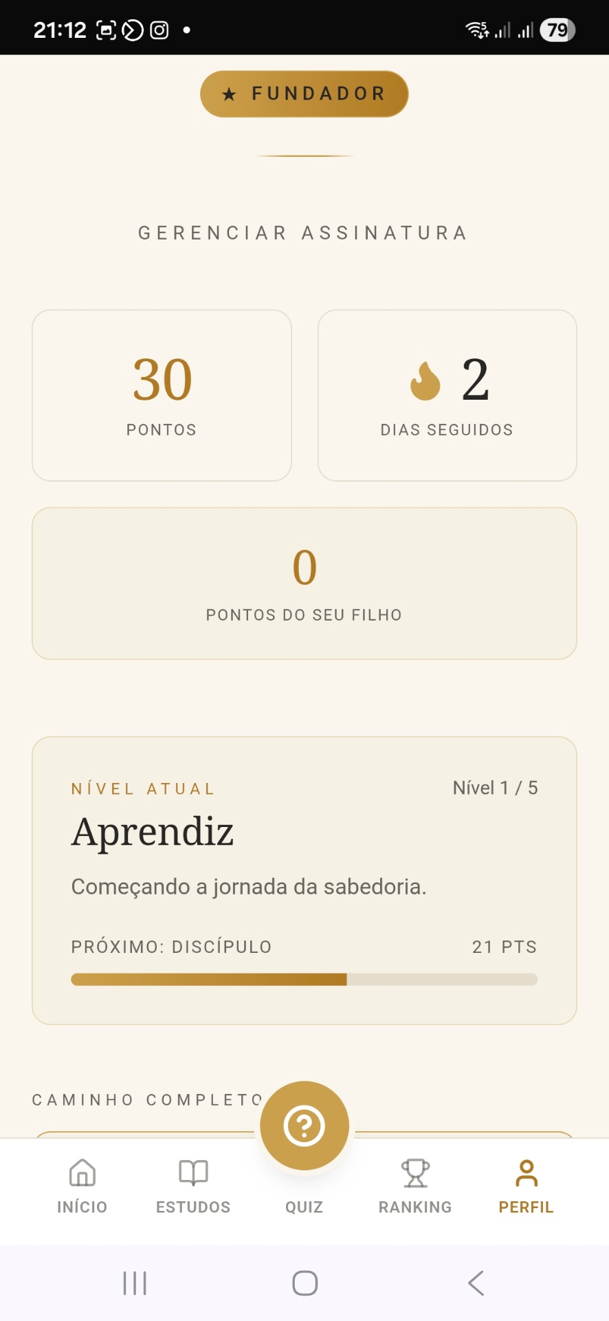 Perfil Fundador — Pai Sábio Filho Prodígio